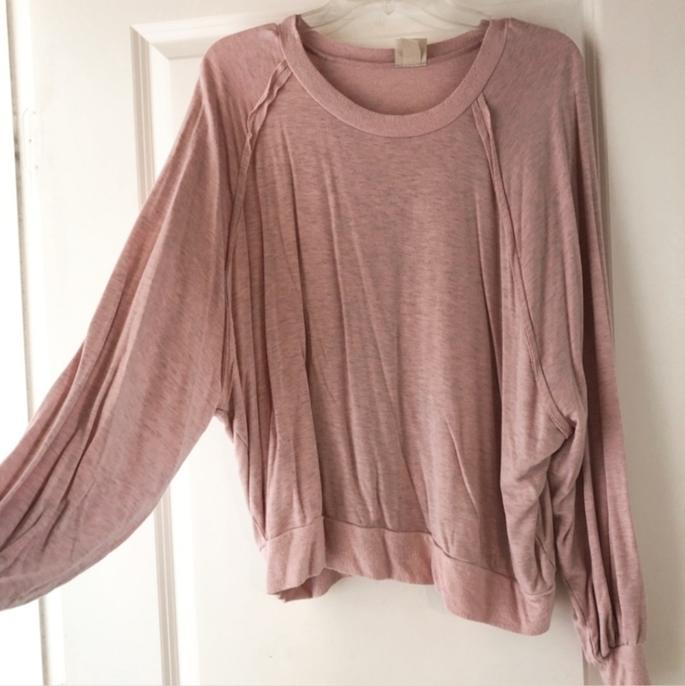Mossimo Lightweight Sweatshirt Pink Raw Hem Women's Medium M Oversized Lounge